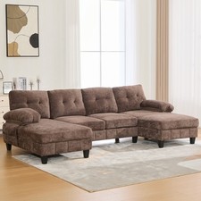 U-shaped Sectional Sofa 103.5" Chenille Fabric Couch with Dual Chaise Lounges,