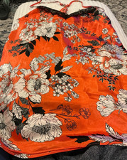 90s Summer Silky Slip dress or night gown - Secret Treasures Orange Black
