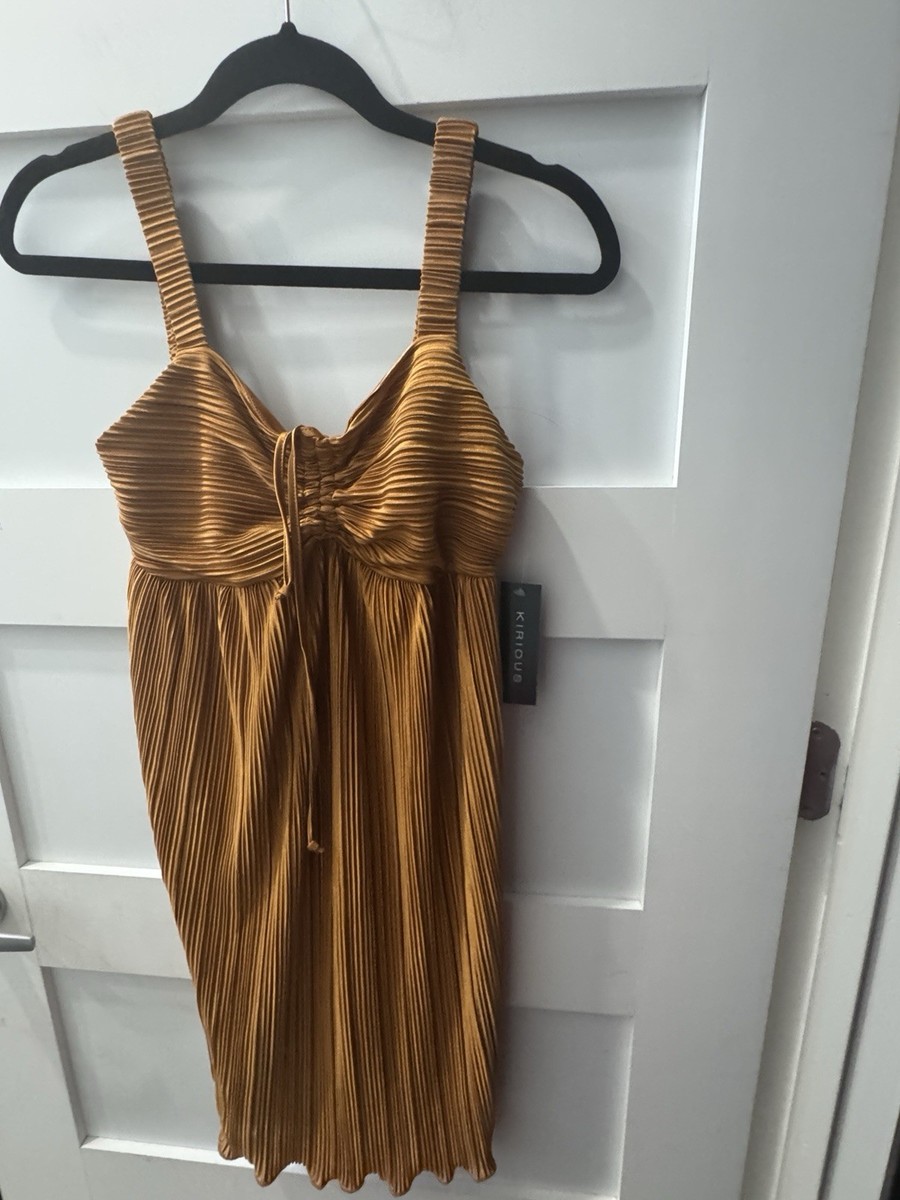 KIRIOUS Chic Strapless Pleated Dress in Gold size M | eBay