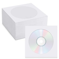 White Paper CD DVD Storage Sleeves Envelope Window Flap 80g 500 PCS Pack