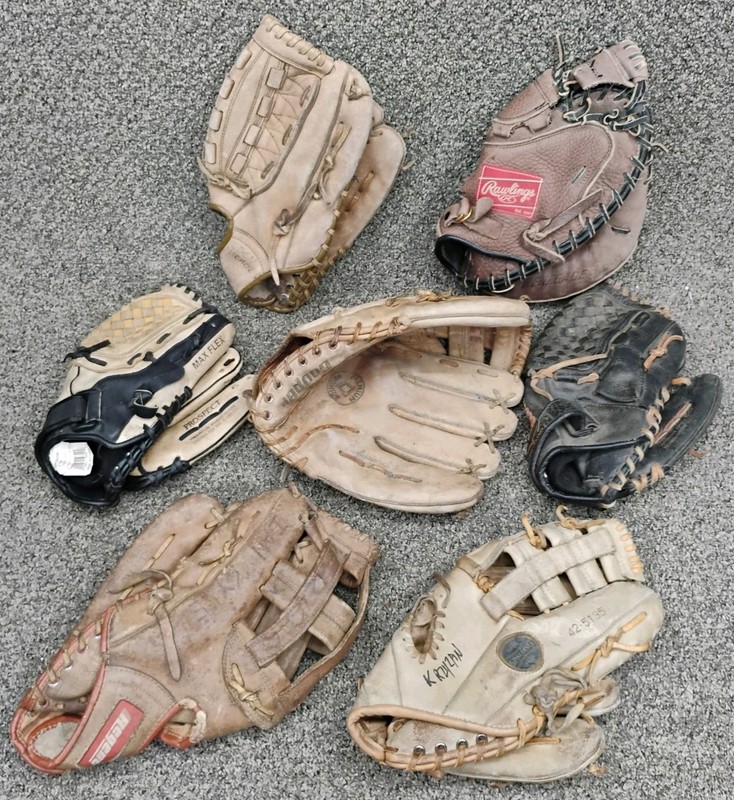 Vintage Leather Baseball Glove Lot of 7 Rawlings Cooper Mizuno Wilson Repair