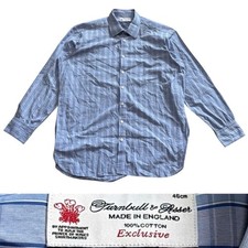 Turnbull Asser Button Down Dress Shirt Men's Size 18 In White / Blue Plaid