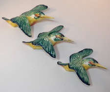 Set Of Three Beswick Kingfisher Wall Plaques c1950s 729/1  2 And 3 VGC