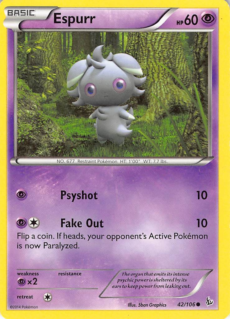 Espurr 42/106 Common Flashfire Pokemon Near Mint