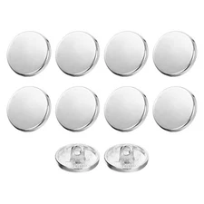  10pcs 24L Metal Round Flat Sewing Buttons Alloy Shank Craft 15mm Silver Tone