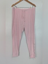 Juicy Couture Pink Velour Pajama Sleep Pants Rhinestone Bling Size Large