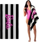 Barbie Barbiecore Black & White Striped Soft Cotton Bath/Pool/Beach Towel, 60