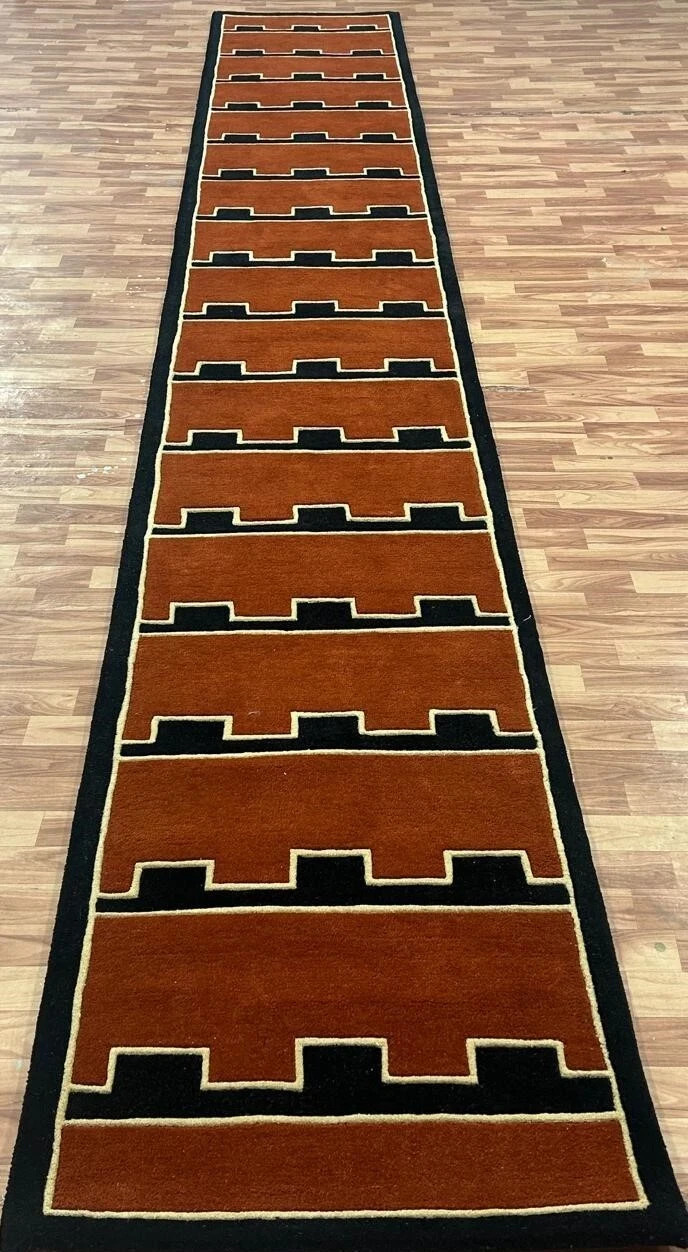 Runner Burgundy Hand Tufted 100% Nz Wool Modern Design Rug 2x6, 2x8, 2x16, 3x30