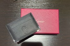 Cartier Must de Cartier black Leather Double Card Holder Wallet