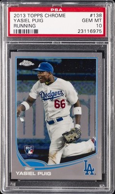 2013 TOPPS CHROME RUNNING #138 YASIEL PUIG ROOKIE RC PSA 10 | eBay
