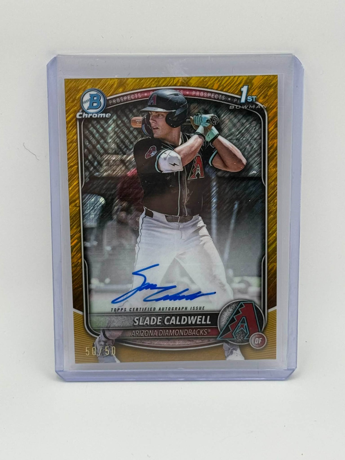 2025 Bowman Chrome 1st Slade Caldwell #CPA-SC Gold Refractor /50 Auto DBACKS