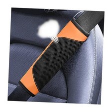 Car Seat Belt Pads Cover, 2 Pack Leather Mesh Universal Seatbelt Orange