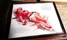 August 1953 Framed Sexy Risque Pin-up Calendar Page