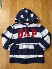 Gap Kids Boys Logo Hooded Hoodie GAP Grey Size S 6-7 Zipper American Flag