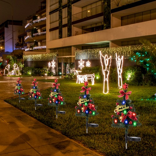 LED Solar Christmas Tree Stake Solar Lights Outdoor Garden Christmas Decorations - Picture 6 of 18