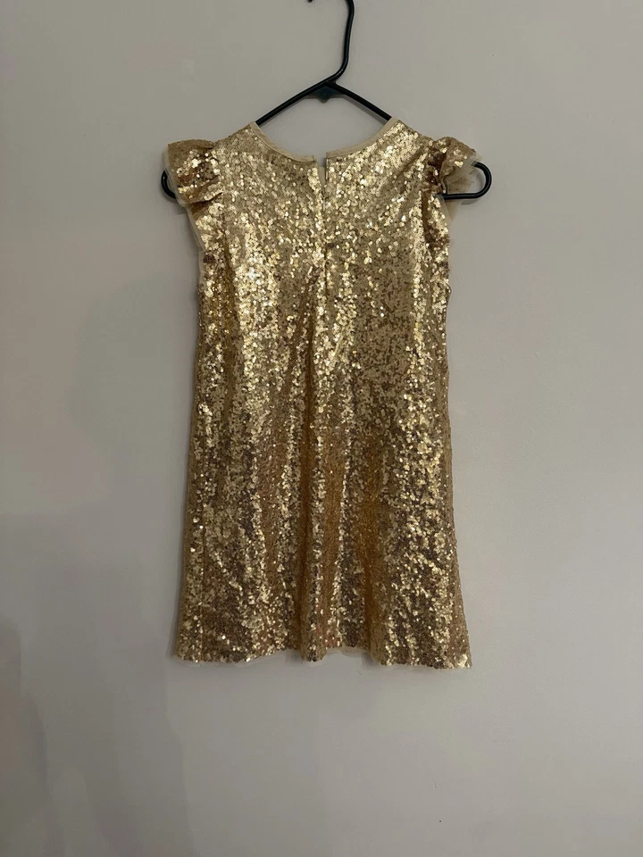  Tahari  kids Gold Sequin Flutter Sleeve Dress size 8   - Image 3 of 3