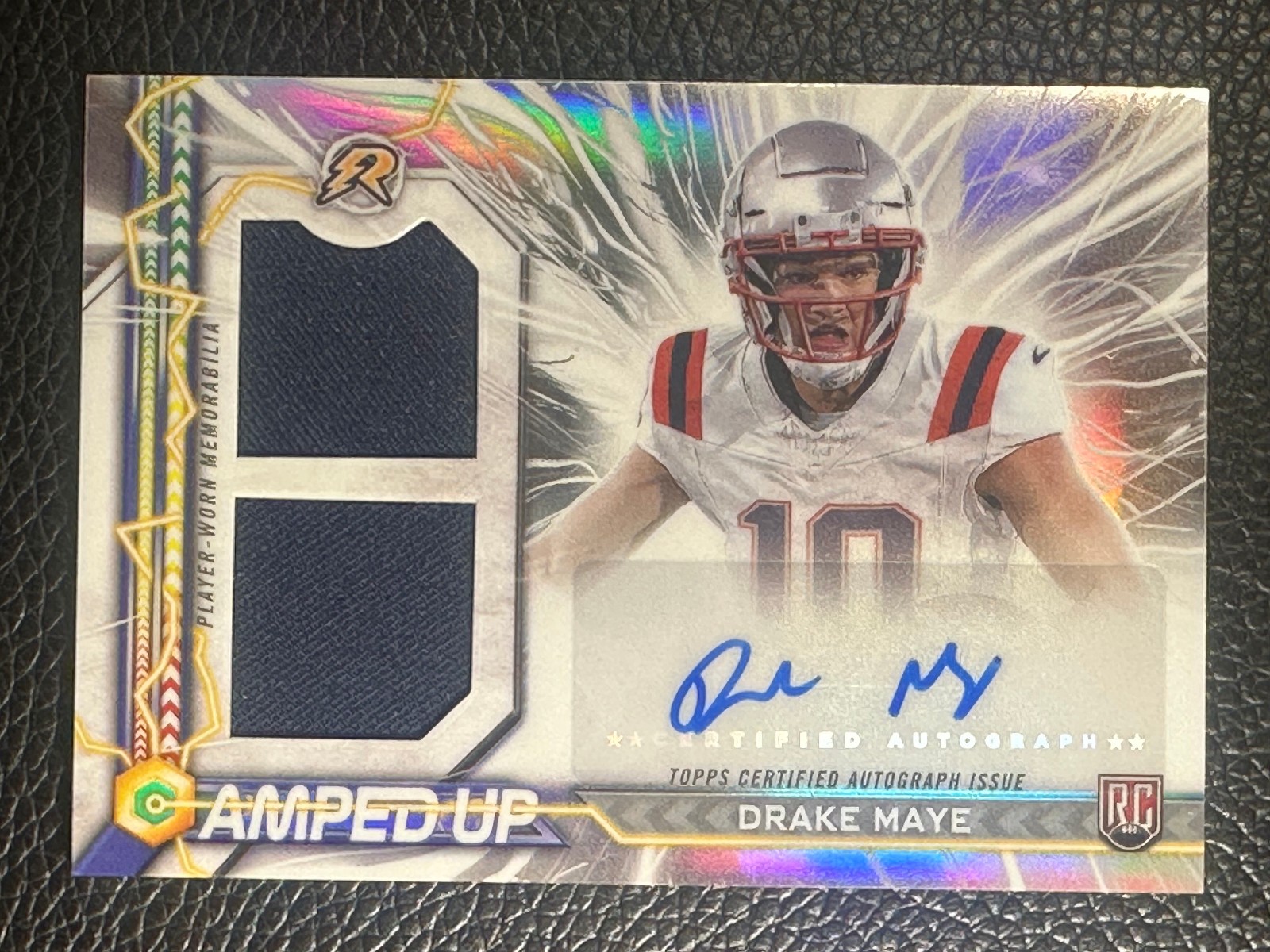 2024 Topps Resurgence Amped Up Drake Maye Auto Jersey RC Rookie