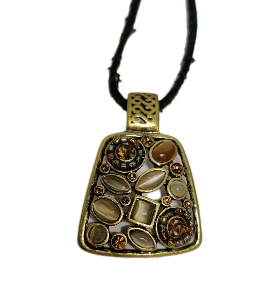 Lia Sophia Pendent Necklace "Tapestry" 1.25" Amber Accented Pendant  - Image 2 of 4