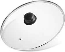 12 Inch Tempered Glass Lid for Cast Iron Skillets & Pots - Shatterproof Universa