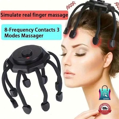 Kabelloses elektrisches Kopfmassagegerät - 360° Entspannung mit 8 flexiblen S...