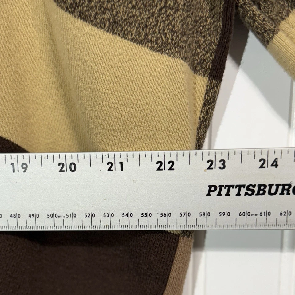 Crazy Horse Liz Claiborne Striped Knit Sweater XL Brown Tan Cream Neutral Boho - Image 4 of 4