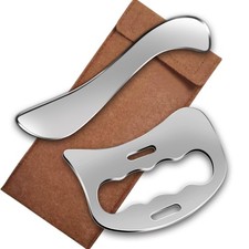Clheatky Stainless Steel Muscle Scraper Set, 2 in 1 Gua Sha Body Tool,