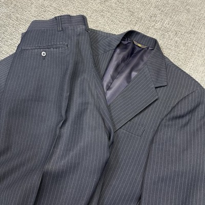 Haggar Suit Men s 40R Blue Pinstripe 2 Pc Magic Stretch Sport Coat Pants