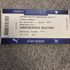 16/17 Leicester City vs Manchester United Premier League 2 **Ticket**