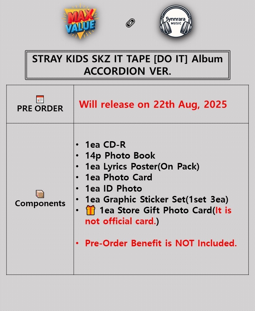 STRAY KIDS SKZ IT TAPE DO IT Album ACCORDION Ver/CD+Book+Poster+
