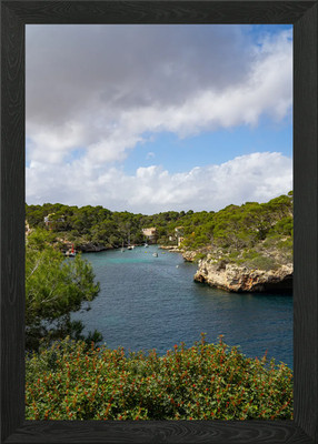 Ocean Bay and Boats Framed Wall Art Poster Canvas Print Picture