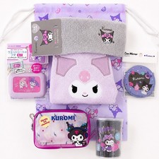 Kuromi 7pc Beauty  Bath Set Pouch Mirror Hairband Towel Self Care Sanrio Japan