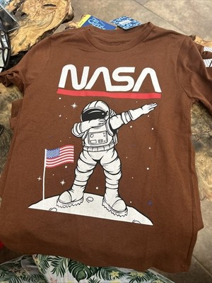 NEW Eighty Eight Brand Boys Size 10/12 NASA Dabbing Astronaut T-Shirt Brown