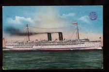 los angeles steamship co.harvard ship california advertising postcard