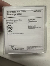 Cardinal Health Superfrost Plus GOLD Microscope Slides 75 x 25 mm Pkg of 25 New