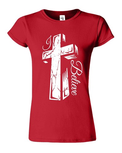 Jesus Cross Christian Believe Women's T Shirt Religious Faith Bible Gift Tee - Picture 6 of 11