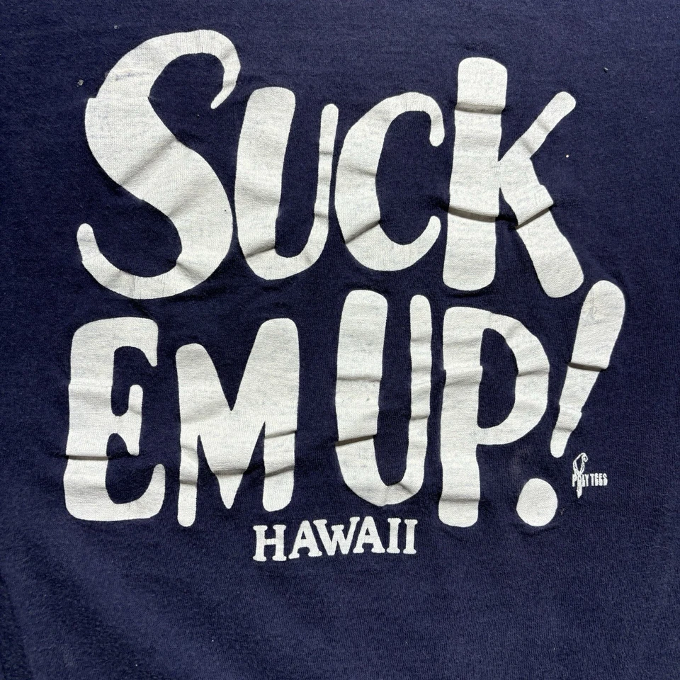 Camiseta De Colección Años 70 80 Mai Jau Suck em Up Hawaii Estilo Hawaiano Poli Talla S/M Foto 2 de 4