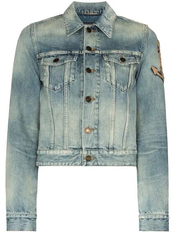 Giacca in denim YSL Saint laurent toppa di ancoraggio nuova con etichette taglia media UK 10