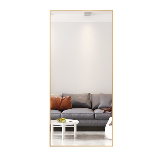 Full Body Mirror 71"x32" Full Length Mirror with Stand Gold Frame Wall Mounting - Picture 3 of 8
