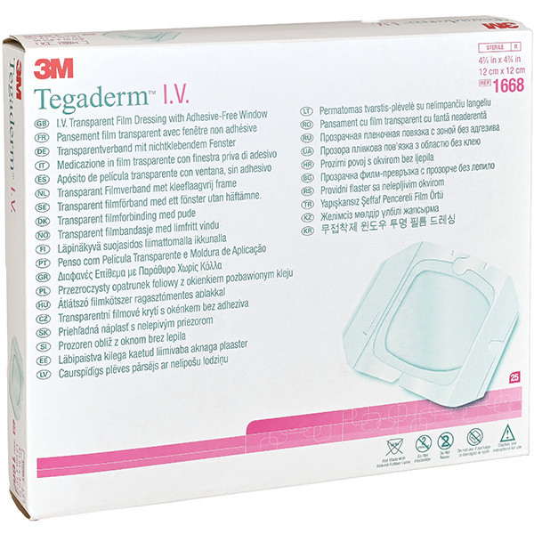 25 Stück 3M Tegaderm I.V. Portverband 12x12cm Klebstofffreies Fenster 7 Tage
