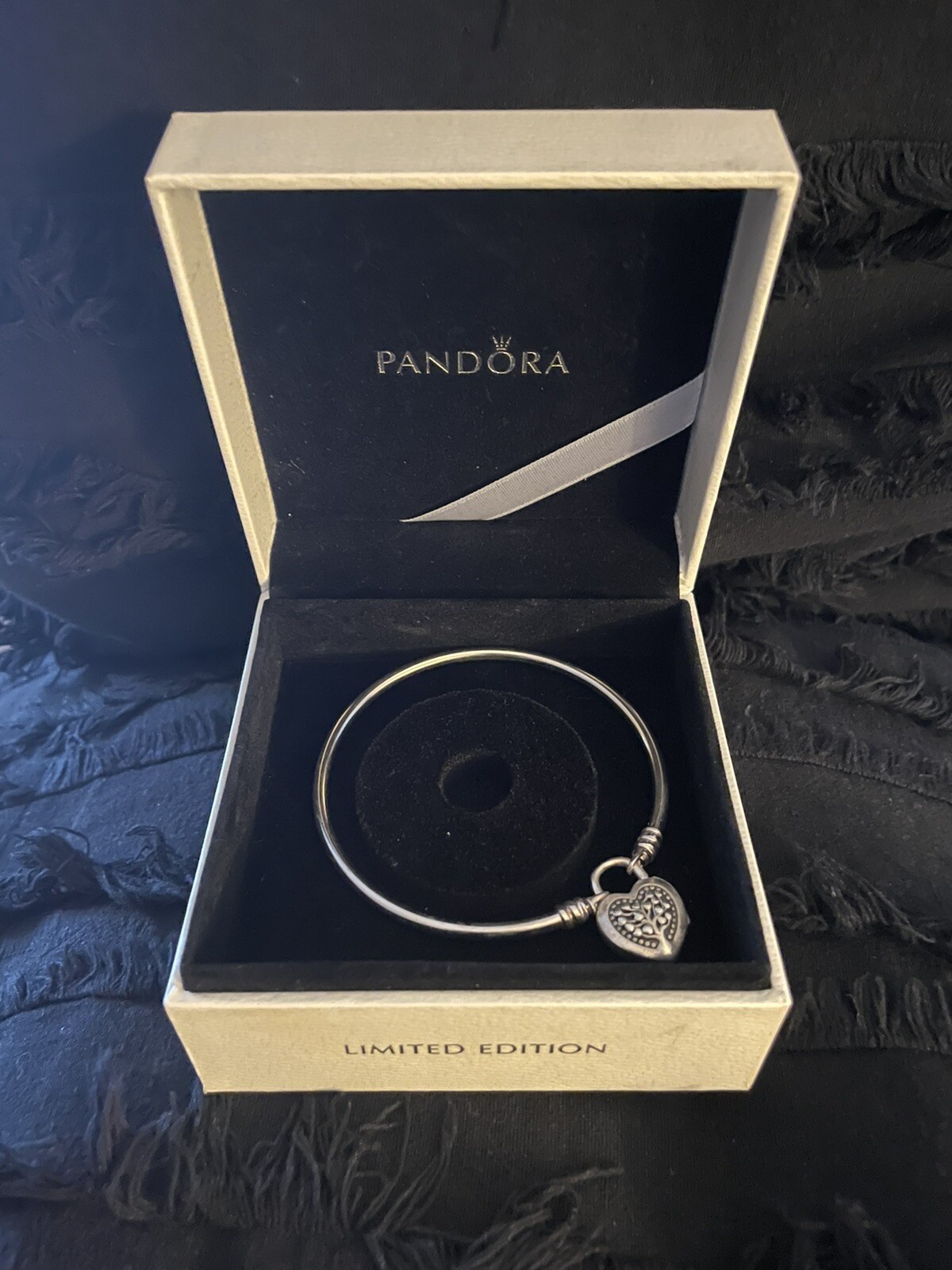 Limited Edition Pandora Silver Bangle Bracelet Size 6.7 17cm Includes Gift Box-image