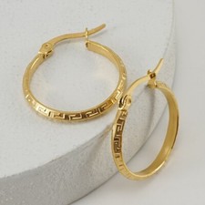 18ct Gold-Plated 28mm Patterned Hoop Earrings