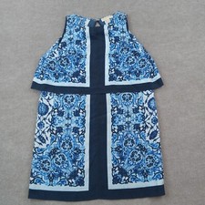 Michael Kors Dress Womens Size 10 Blue White Shift Sleeveless Flowy Sheer