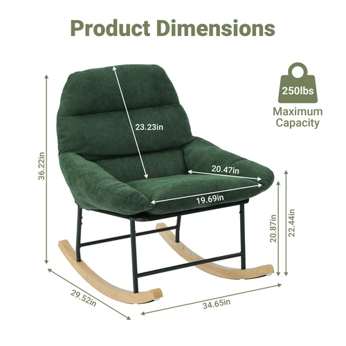Holz Schaukelstuhl, Schaukelsessel mit Armlehnen Rocking Chair Sessel bis 115kg - Bild 16 von 39