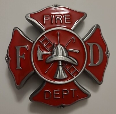 Fire Dept. (FD) ''Hook & Ladder'' Enamel Metal Belt Buckle  -New