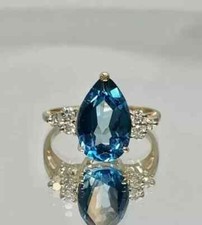 2Ct Lab-Created London Blue Topaz Solitaire Wedding Ring 14K Yellow Gold Plated