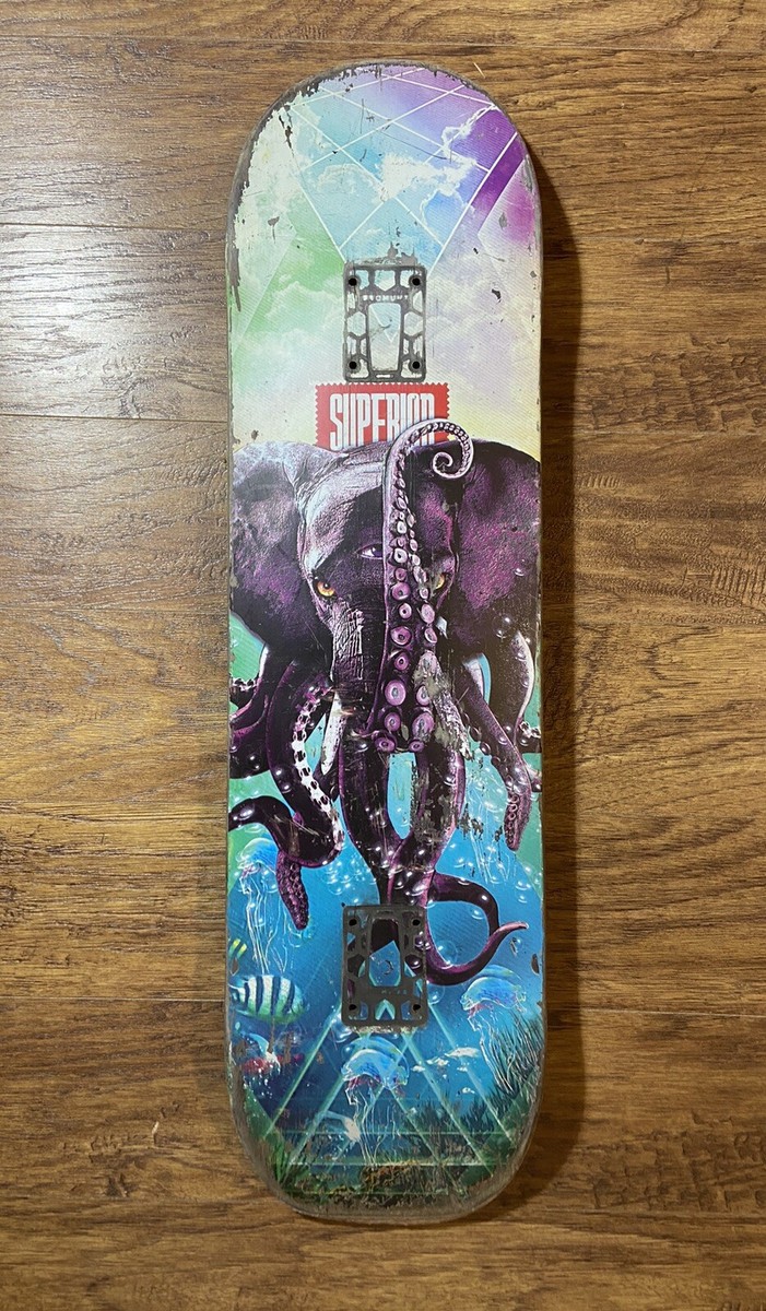 Superior Skateboard Deck 3-Eyed Purple Elephant Octopus Ocean Sea