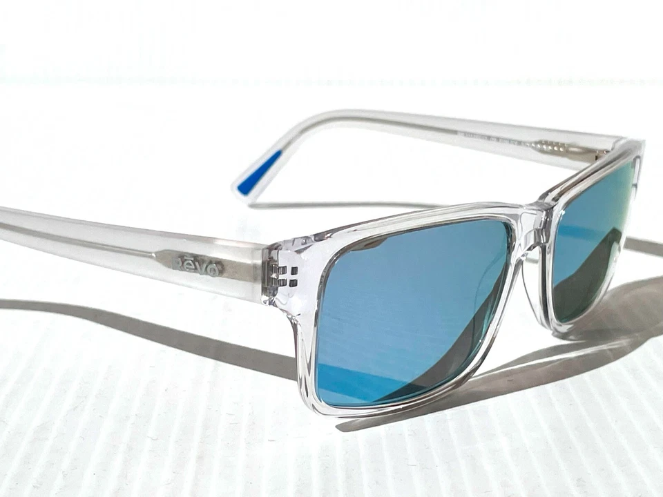 NUEVO* Gafas de sol Revo FINLEY cristal transparente con lente azul polarizada 1112 09 BL Foto 3 de 4