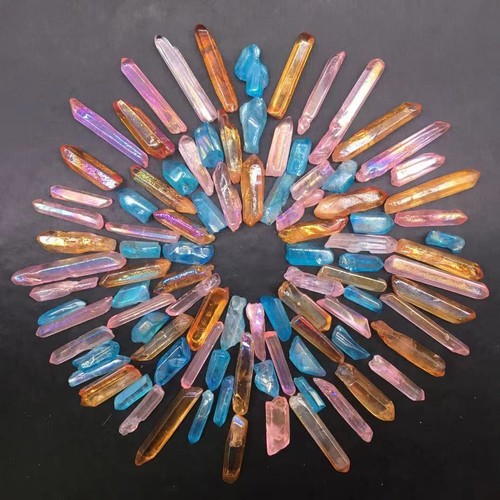 Angelo Aura Arcobaleno Quarzo Naturale Lemuriano Cristallo Guarigione Reiki Decorare 94pz