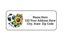 30 COW HEART WITH FLOWERS PERSONALIZED RETURN ADDRESS LABELS 1 in X 2.625 in