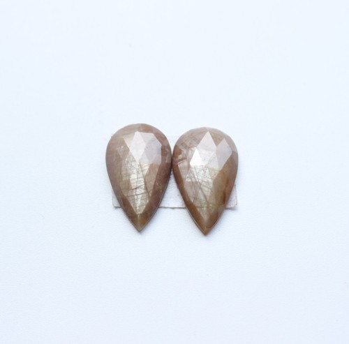 Par de piedras preciosas brillantes naturales zafiro corte rosa facetadas piedras preciosas sueltas 18X11MM Ct16 - Imagen 6 de 6